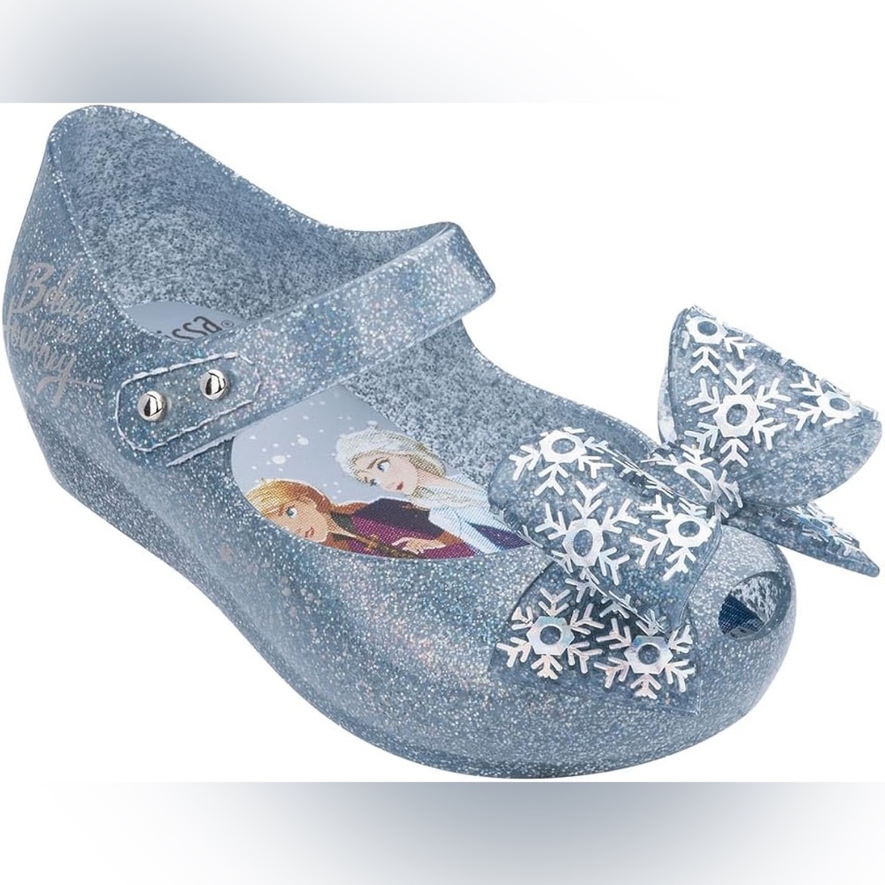 Blue Glitter Snowflake Bow Shoes